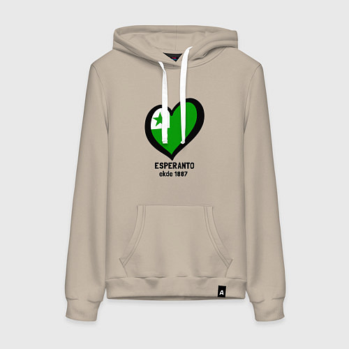 Женская толстовка-худи Люблю эсперанто / Миндальный – фото 1