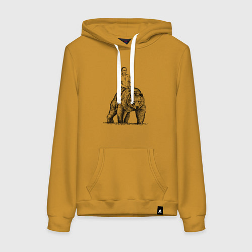Женская толстовка-худи Президент на медведе / Горчичный – фото 1