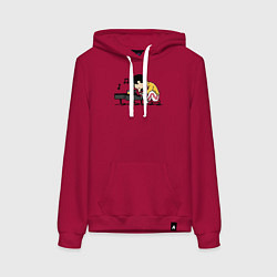 Толстовка-худи хлопковая женская Фредди Меркьюри за роялем, цвет: маджента