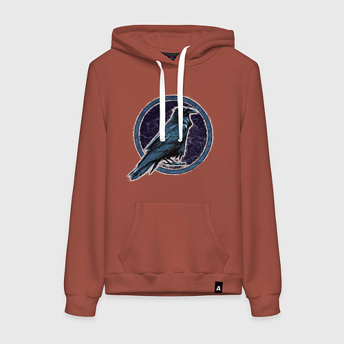 Женская толстовка-худи Ворон черный / Кирпичный – фото 1