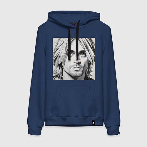 Женская толстовка-худи Портрет Кобейн / Тёмно-синий – фото 1