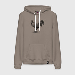 Толстовка-худи хлопковая женская Петух, цвет: утренний латте