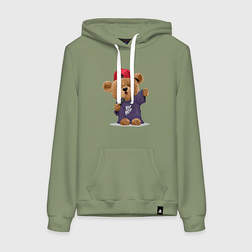 Женская толстовка-худи Плюшевый медвежонок рэпер / Авокадо – фото 1