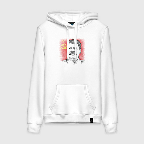 Женская толстовка-худи Сталин с флагом СССР / Белый – фото 1