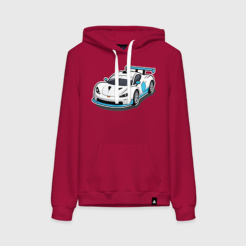 Женская толстовка-худи Спортивная машинка / Маджента – фото 1