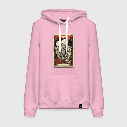 Женская толстовка-худи Влюбленные скелеты / Светло-розовый – фото 1