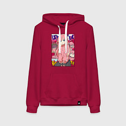 Толстовка-худи хлопковая женская Неуверенная Хитори - Bocchi the Rock, цвет: маджента