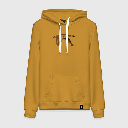 Женская толстовка-худи Гусь в полёте / Горчичный – фото 1