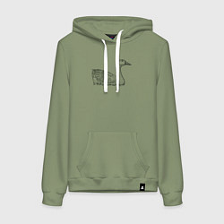Толстовка-худи хлопковая женская Гусь плавает, цвет: авокадо