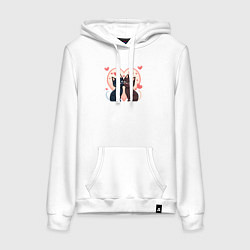 Женская толстовка-худи Влюблённые котик и кошечка