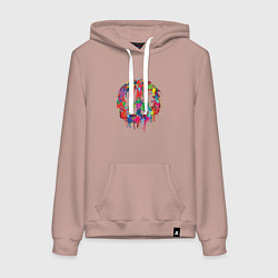 Толстовка-худи хлопковая женская Цветной мир, цвет: пыльно-розовый