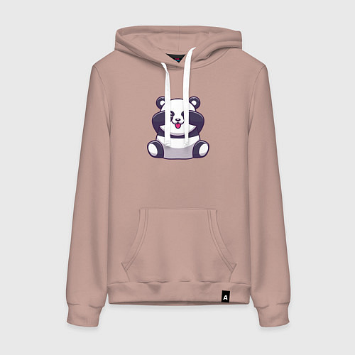 Женская толстовка-худи Панда зажмурилась / Пыльно-розовый – фото 1