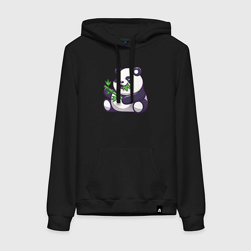 Женская толстовка-худи Панда ест бамбук / Черный – фото 1