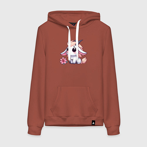 Женская толстовка-худи Козерог с цветком / Кирпичный – фото 1