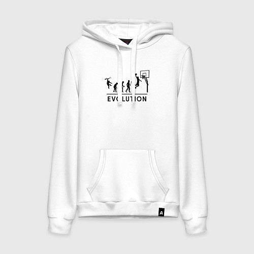 Женская толстовка-худи Эволюция баскетболиста, баскетбол / Белый – фото 1