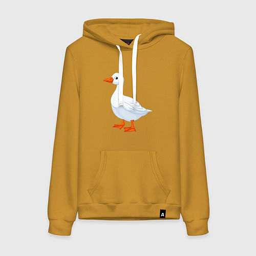 Женская толстовка-худи Гусь белый нарисованный / Горчичный – фото 1