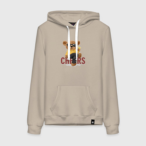 Женская толстовка-худи Плюшевый медведь с коктейлем / Миндальный – фото 1