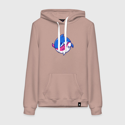 Женская толстовка-худи Акулы инь ян / Пыльно-розовый – фото 1