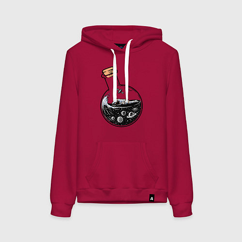 Женская толстовка-худи Космос в колбе / Маджента – фото 1