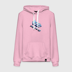 Толстовка-худи хлопковая женская Метро: работник метрополитена, цвет: светло-розовый