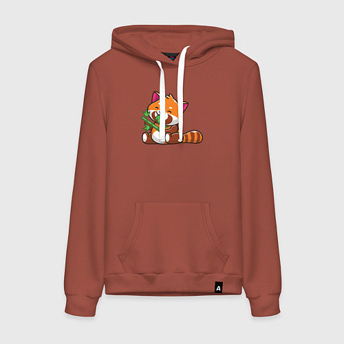 Женская толстовка-худи Красная панда обедает / Кирпичный – фото 1