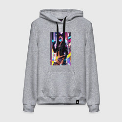 Толстовка-худи хлопковая женская Sexy girl - cyberpunk, цвет: меланж