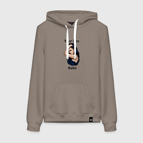 Женская толстовка-худи Красивая девушка надпись / Утренний латте – фото 1