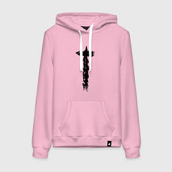 Толстовка-худи хлопковая женская Крылья перья крест пушистые, цвет: светло-розовый