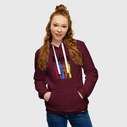 Толстовка-худи хлопковая женская The Beatles all, цвет: меланж-бордовый — фото 2