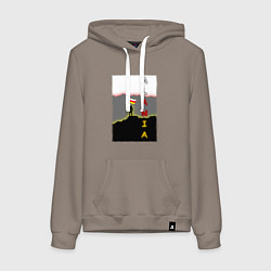 Толстовка-худи хлопковая женская Алания человек с флагом, цвет: утренний латте