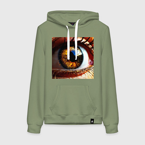 Женская толстовка-худи Золотой карий глаз в стиле стимпанк / Авокадо – фото 1