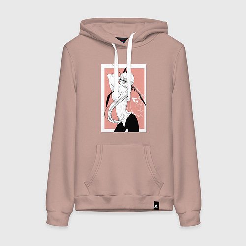 Женская толстовка-худи Человек бензопила Пауэр в офисном костюме / Пыльно-розовый – фото 1