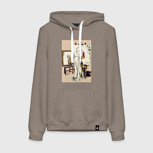 Женская толстовка-худи Ванпанчмен Сайтама рисует / Утренний латте – фото 1