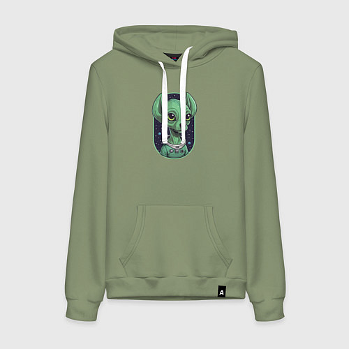 Женская толстовка-худи Собака пришелец / Авокадо – фото 1