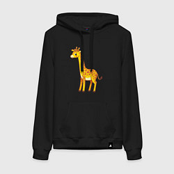Толстовка-худи хлопковая женская Добрый жираф, цвет: черный