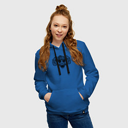 Толстовка-худи хлопковая женская Баран модный, цвет: синий — фото 2