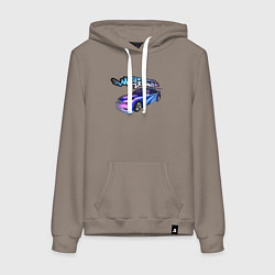 Толстовка-худи хлопковая женская NFS Most Wanted neon bmw, цвет: утренний латте