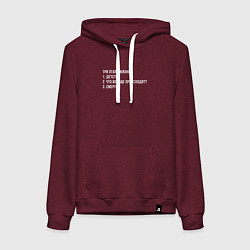 Толстовка-худи хлопковая женская Этапы жизни, цвет: меланж-бордовый