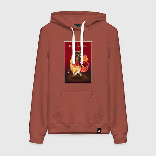 Женская толстовка-худи Фламяуко: танцующая кошка / Кирпичный – фото 1