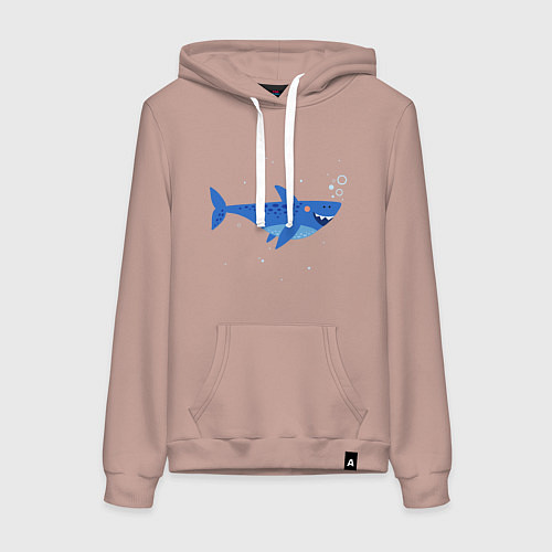 Женская толстовка-худи Синяя акула / Пыльно-розовый – фото 1