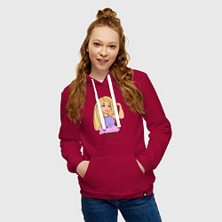 Толстовка-худи хлопковая женская Barbie power, цвет: маджента — фото 2