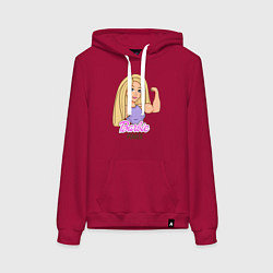 Толстовка-худи хлопковая женская Barbie power, цвет: маджента