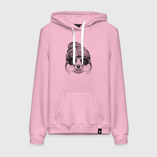 Женская толстовка-худи Лиса хипстер / Светло-розовый – фото 1