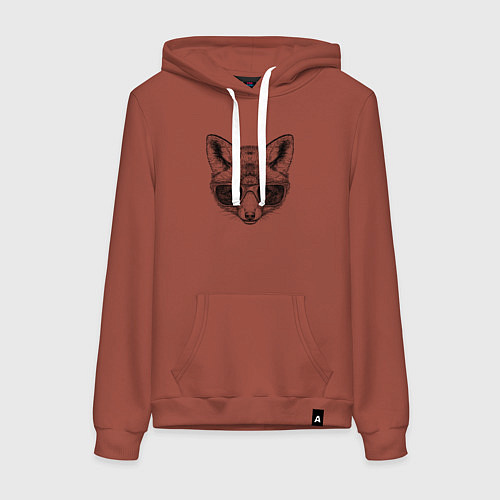 Женская толстовка-худи Лисенок в солнечных очках / Кирпичный – фото 1