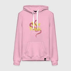 Толстовка-худи хлопковая женская No fake friends anymore, цвет: светло-розовый