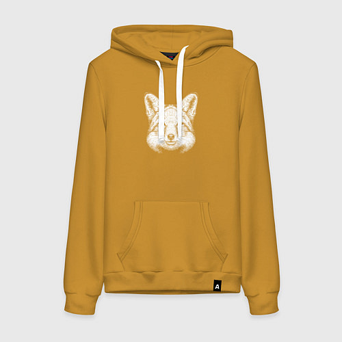 Женская толстовка-худи Голова лисицы / Горчичный – фото 1