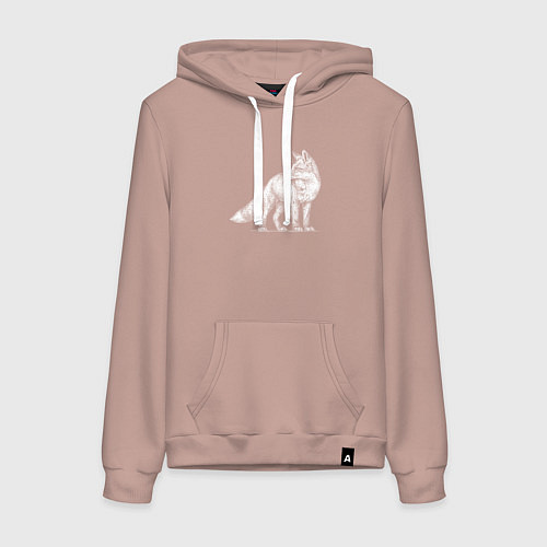 Женская толстовка-худи Белый лисенок / Пыльно-розовый – фото 1