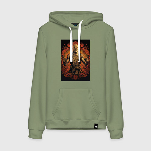 Женская толстовка-худи Тайский боец Муай Тай / Авокадо – фото 1