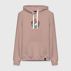 Толстовка-худи хлопковая женская Бизнес акула на пляже, цвет: пыльно-розовый