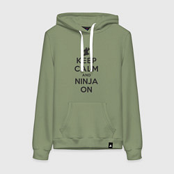 Женская толстовка-худи Keep calm and ninja on
